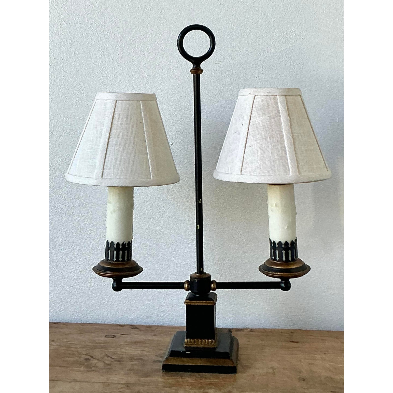 Vintage Regency Gilt Tipped Bouillotte Lamp - Side view