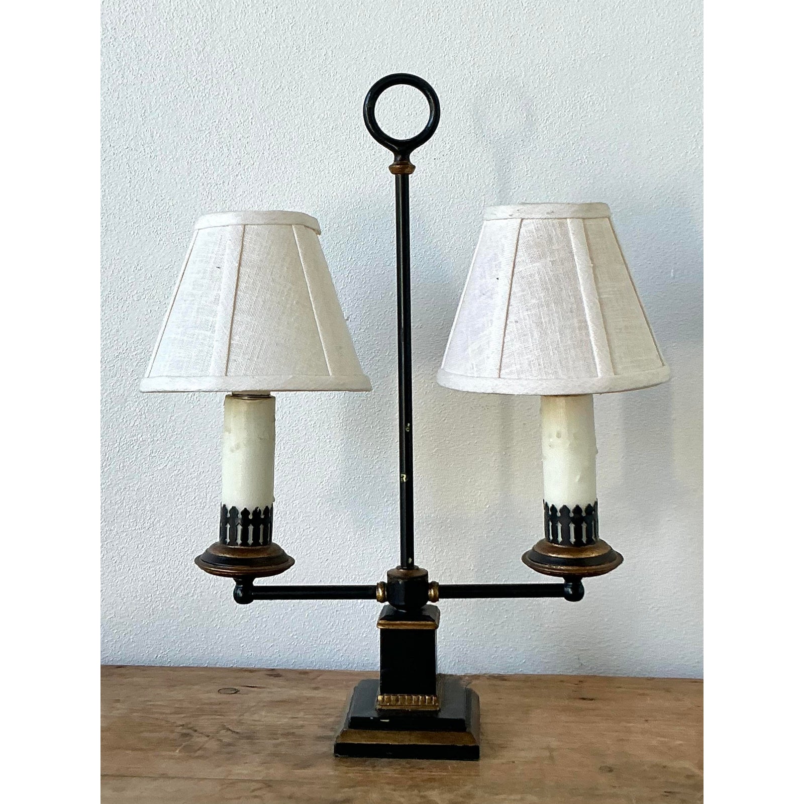 Vintage Regency Gilt Tipped Bouillotte Lamp - Back view