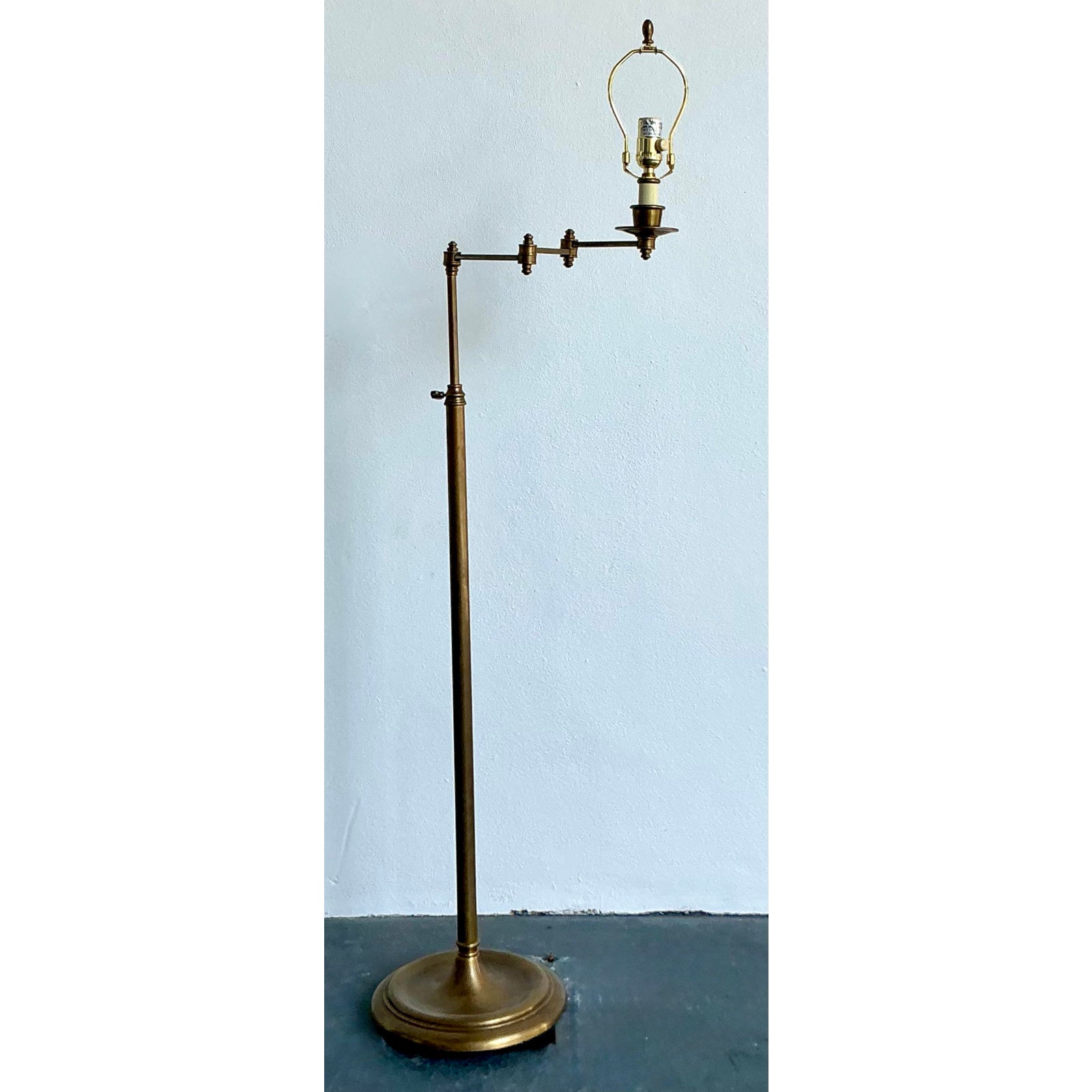 Vintage Regency Brass Articulated Floor Lamp - Detail view