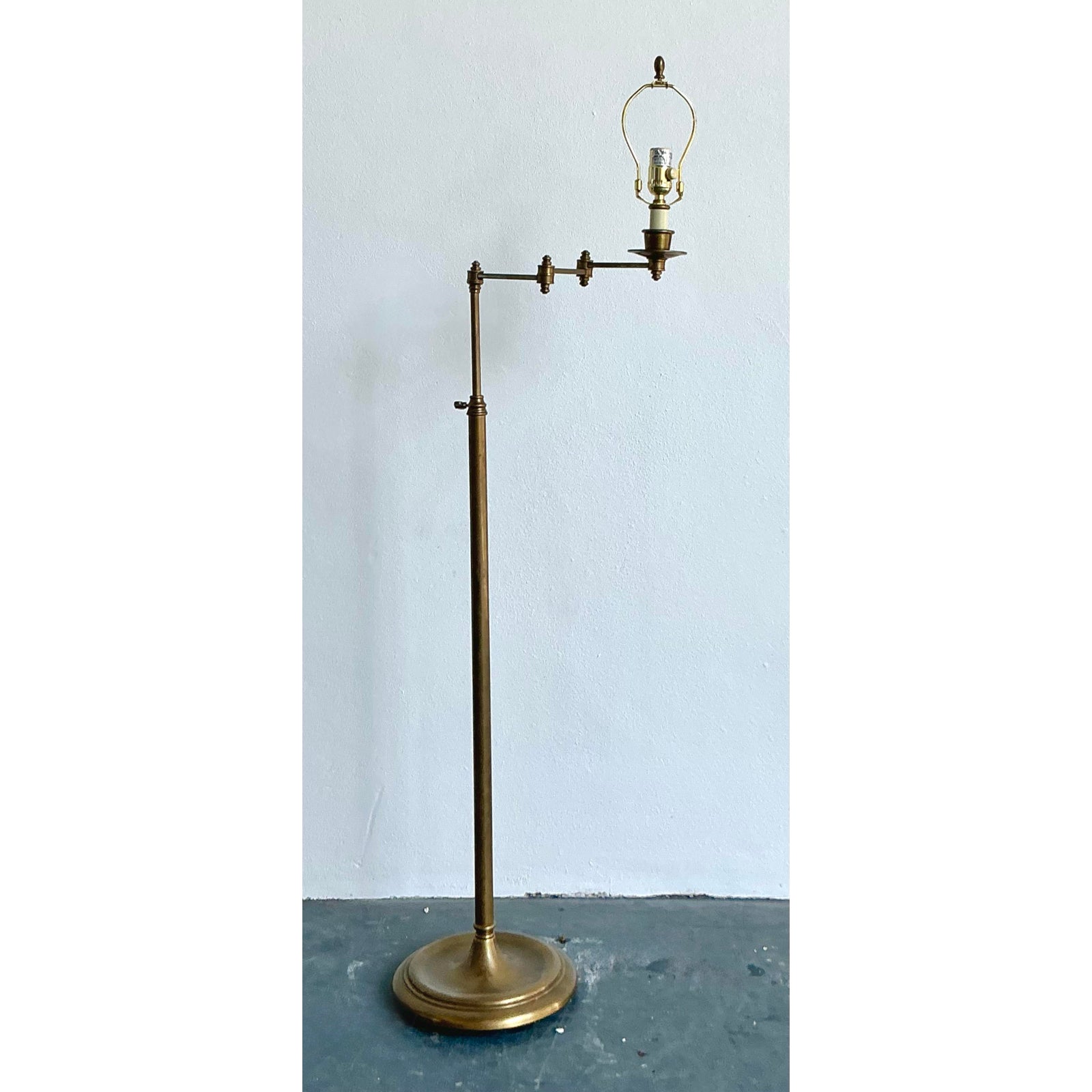 Vintage Regency Brass Articulated Floor Lamp - Side view