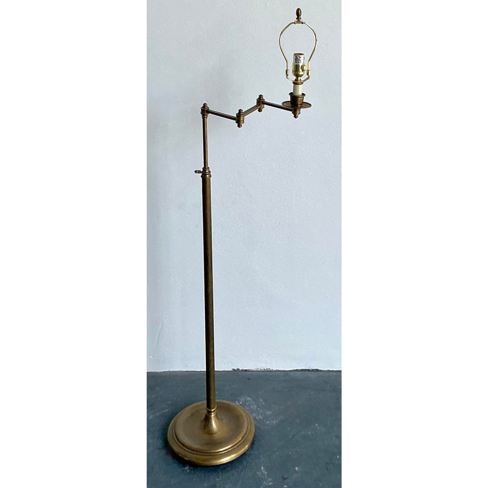 Vintage Regency Brass Articulated Floor Lamp - Top view