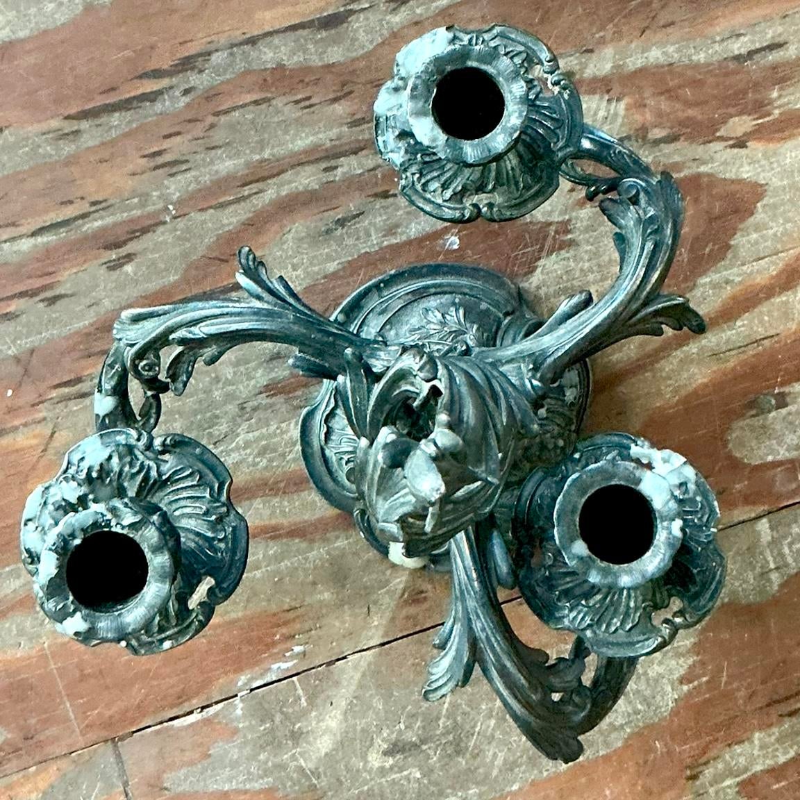 Vintage Art Nouveau Three Arm Candelabras - A Pair - Top view