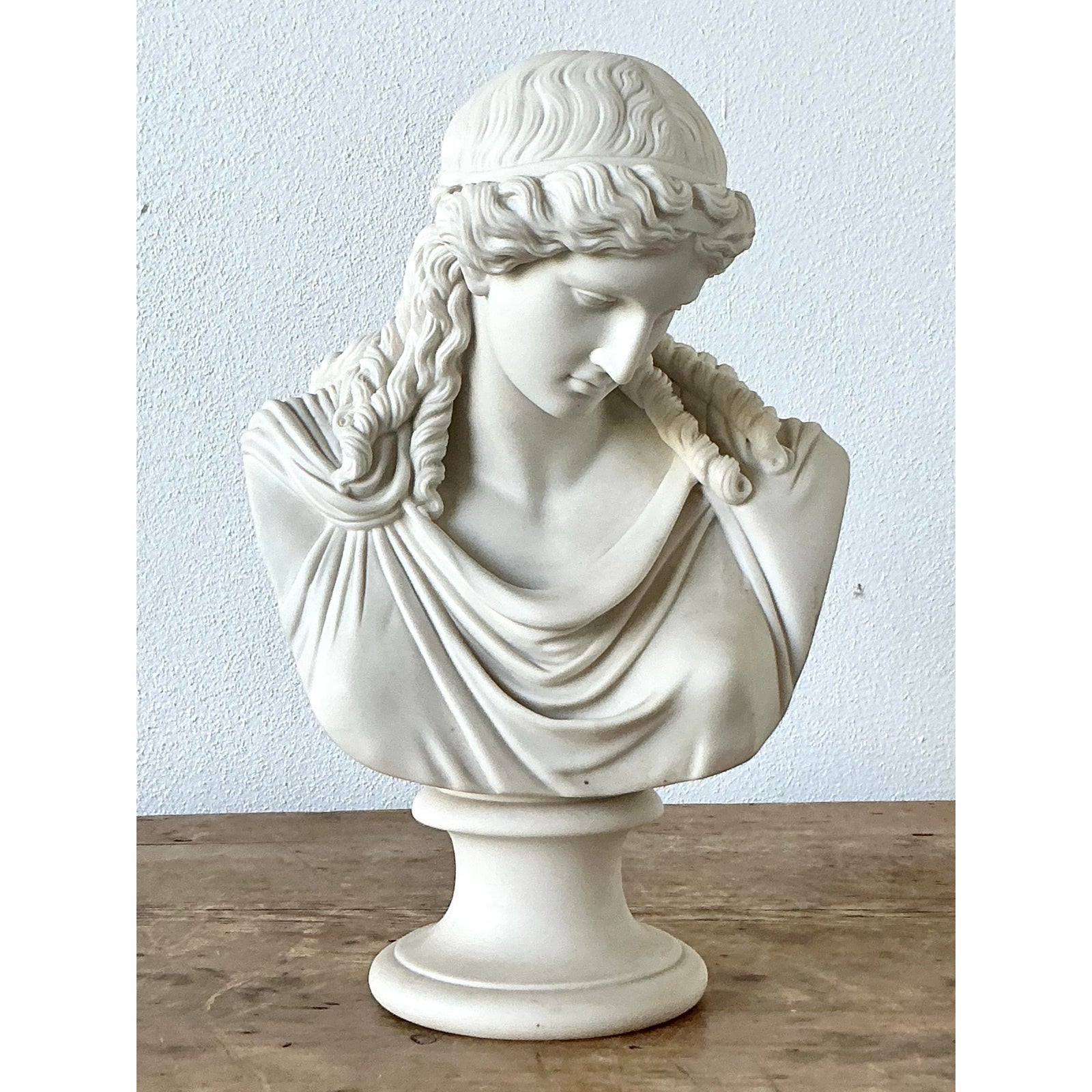 Vintage Boho Ceramic Bust of Goddess of Peace - Detail view