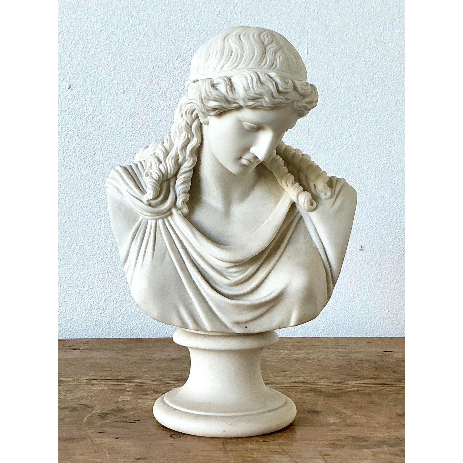Vintage Boho Ceramic Bust of Goddess of Peace - Side view