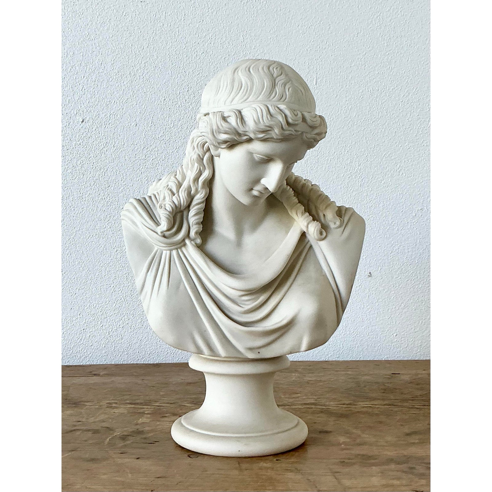 Vintage Boho Ceramic Bust of Goddess of Peace - Back view