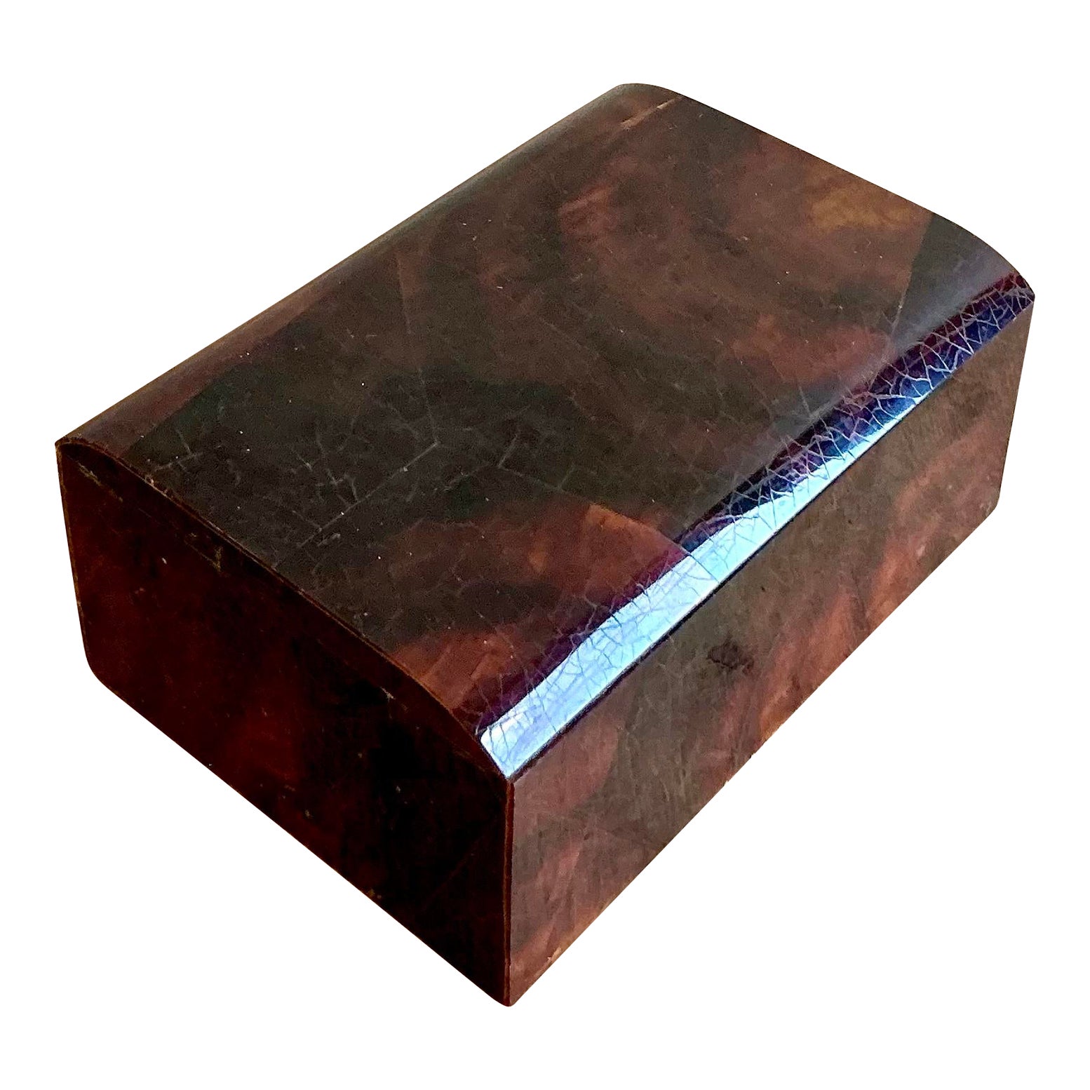 Vintage Boho Lacquered Coconut Shell Box