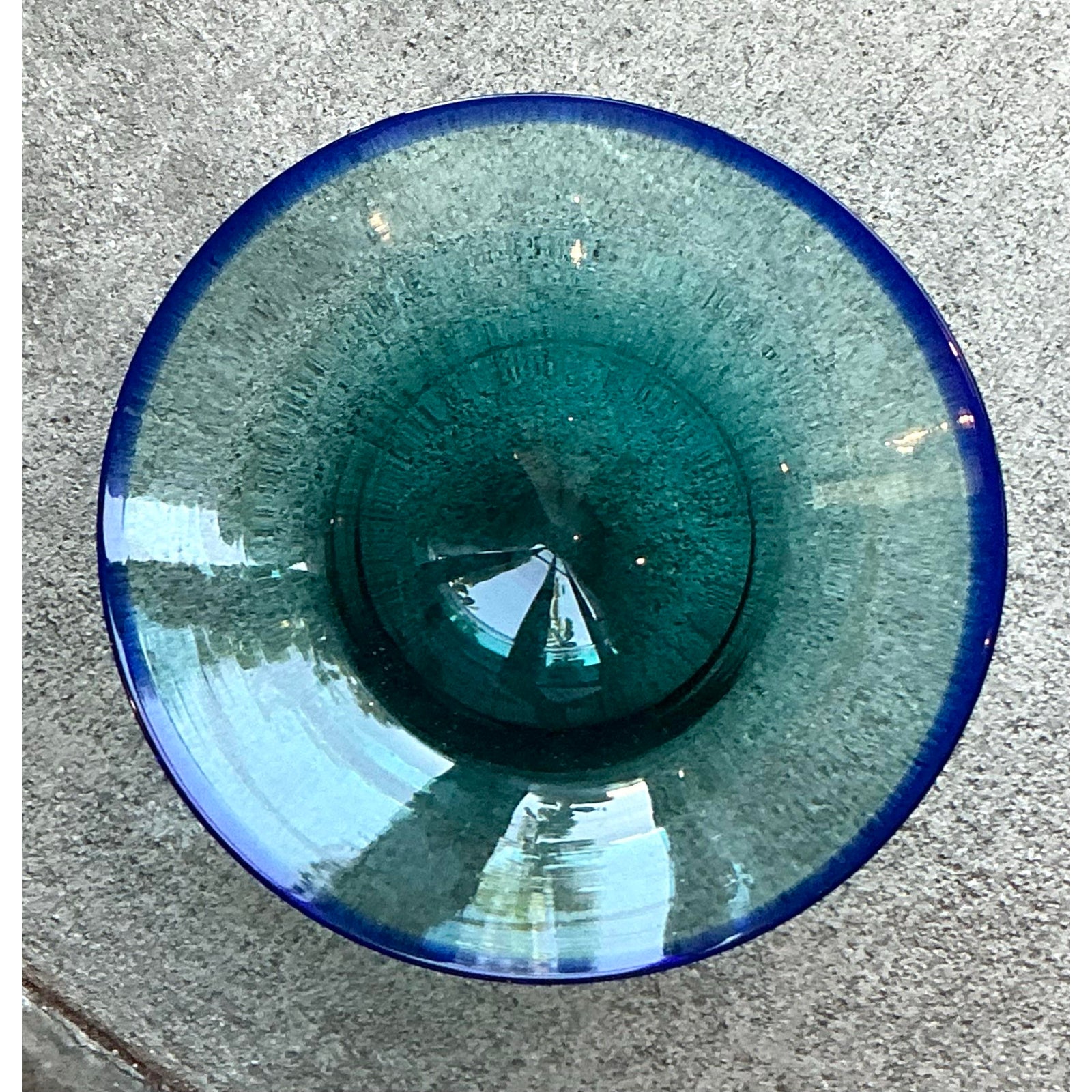 Vintage Boho Blown Glass Bowl - Side view
