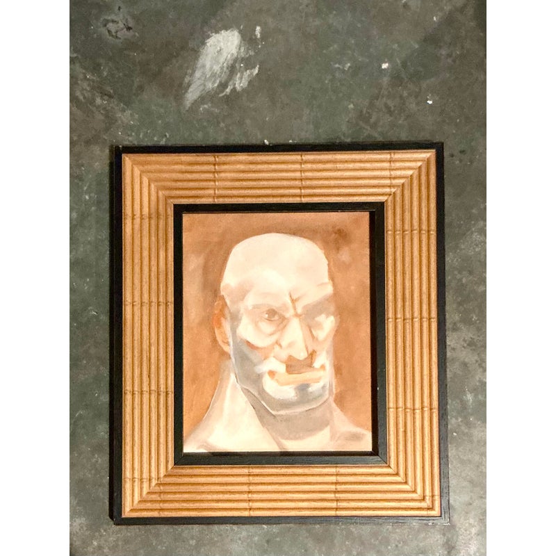 Vintage Boho Original Portrait of Man - Detail view
