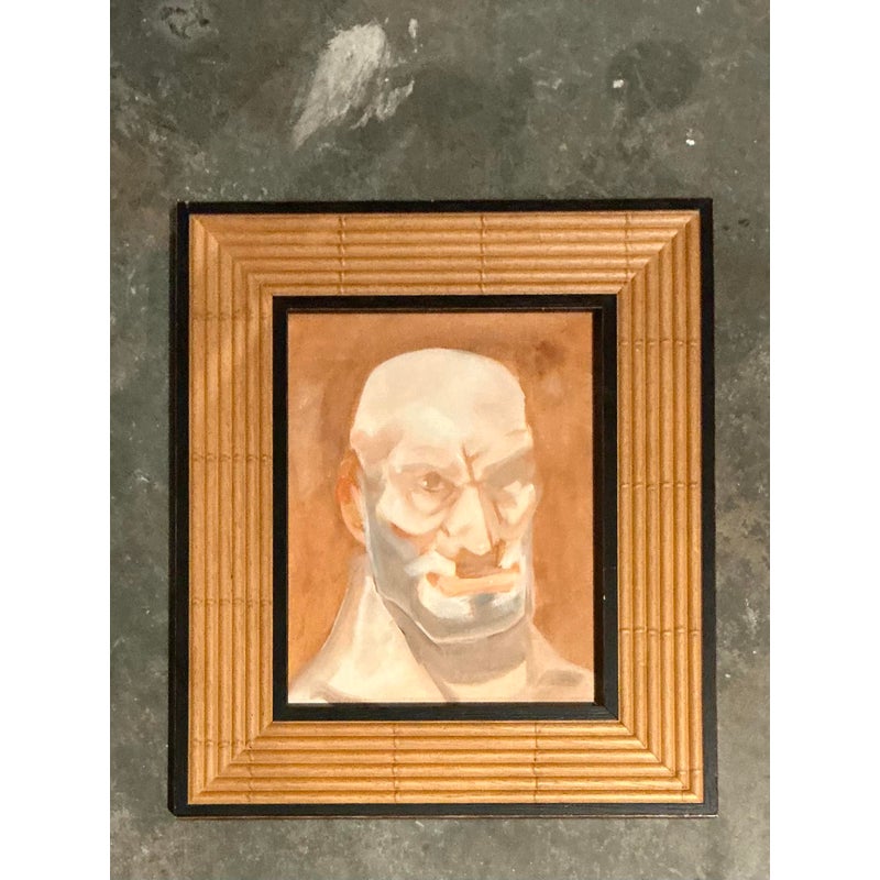 Vintage Boho Original Portrait of Man - Side view