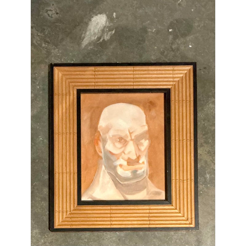 Vintage Boho Original Portrait of Man - Top view