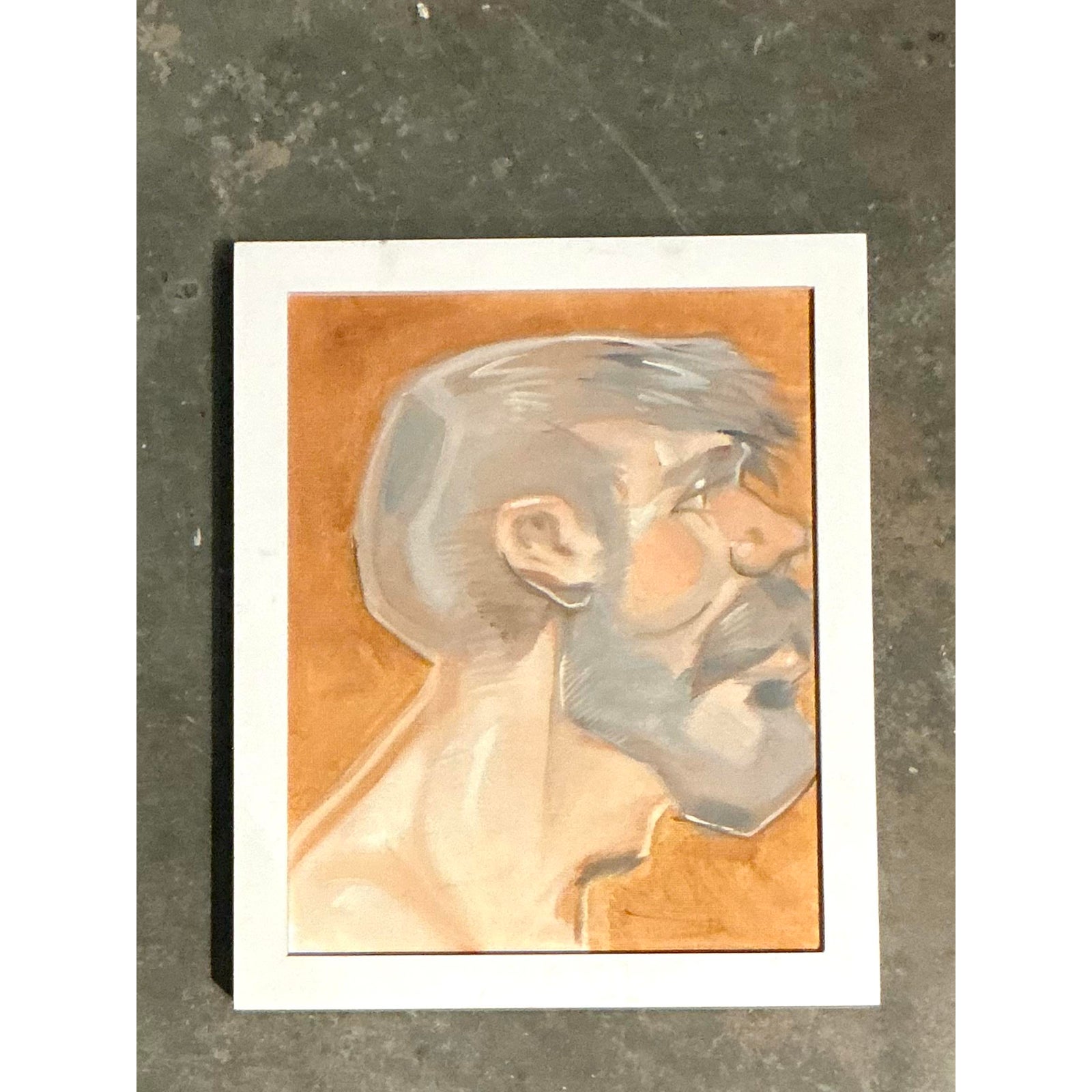 Vintage Boho Original Oil Portrait of Man - Detail view