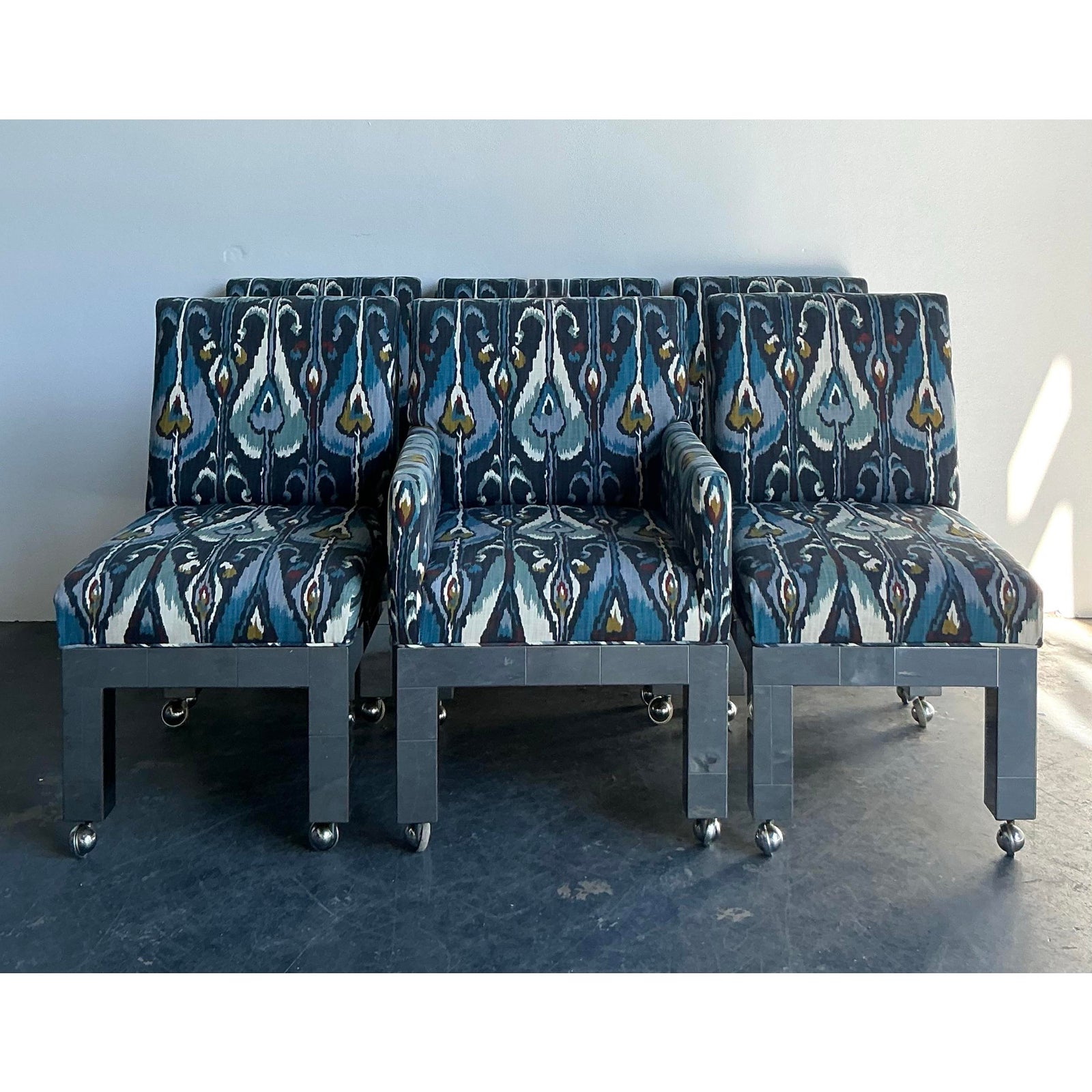Vintage Boho Paul Evans Cityscape Chrome Dining Chairs - Set of 6 - Back view