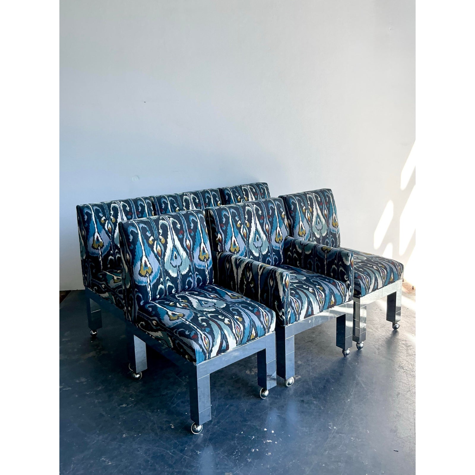 Vintage Boho Paul Evans Cityscape Chrome Dining Chairs - Set of 6 - Top view