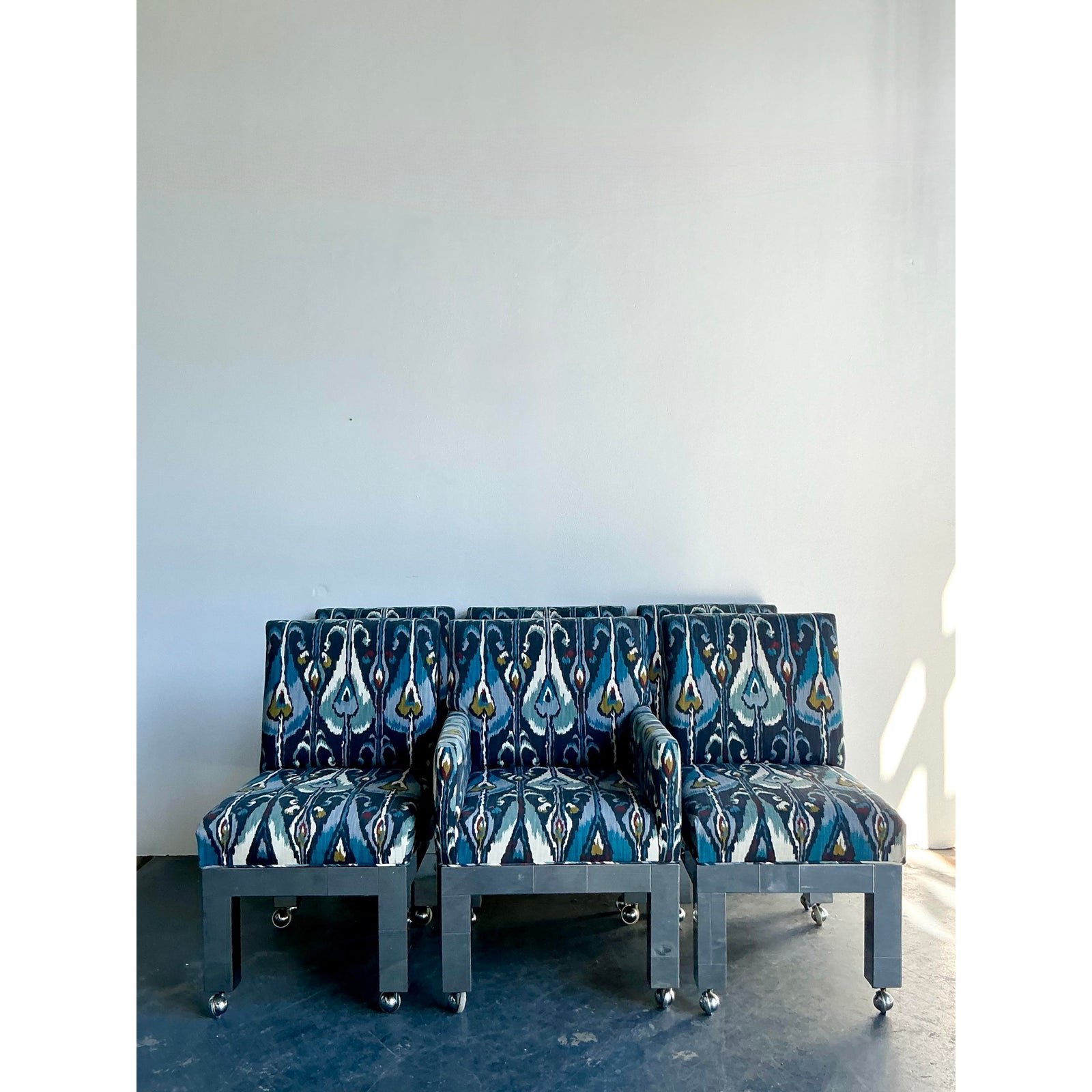 Vintage Boho Paul Evans Cityscape Chrome Dining Chairs - Set of 6 - Side view