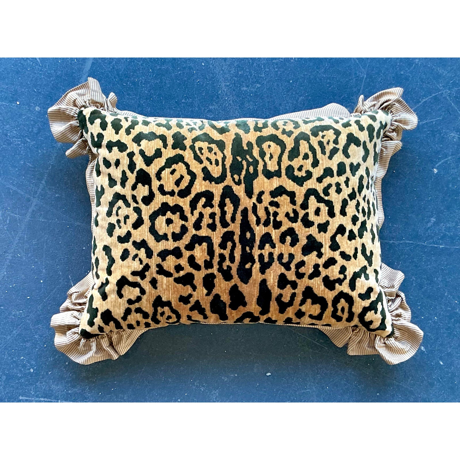 Vintage Regency Scalamandre Leopard Velvet Throw Pillow - Back view