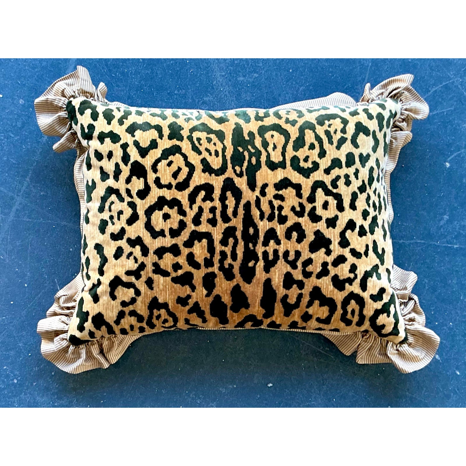 Vintage Regency Scalamandre Leopard Velvet Throw Pillow - Top view