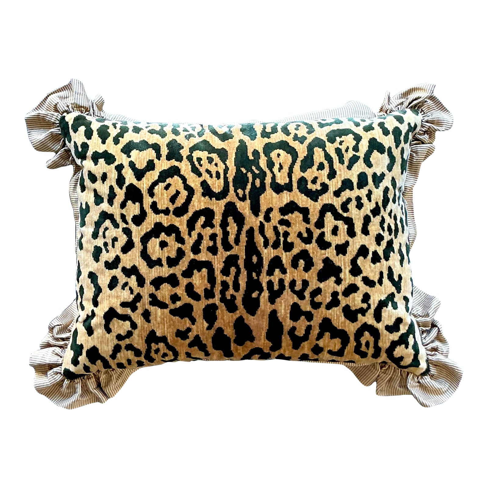Vintage Regency Scalamandre Leopard Velvet Throw Pillow