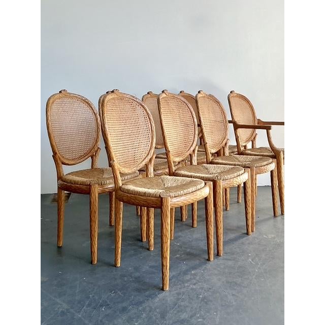 Vintage Boho Lorin Marsh Faux Bois Dining Chairs - Set of 8 - Side view