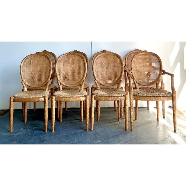 Vintage Boho Lorin Marsh Faux Bois Dining Chairs - Set of 8 - Top view