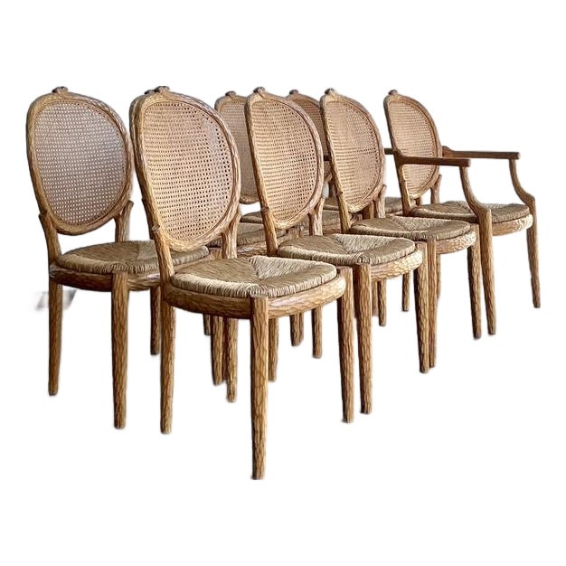 Vintage Boho Lorin Marsh Faux Bois Dining Chairs - Set of 8