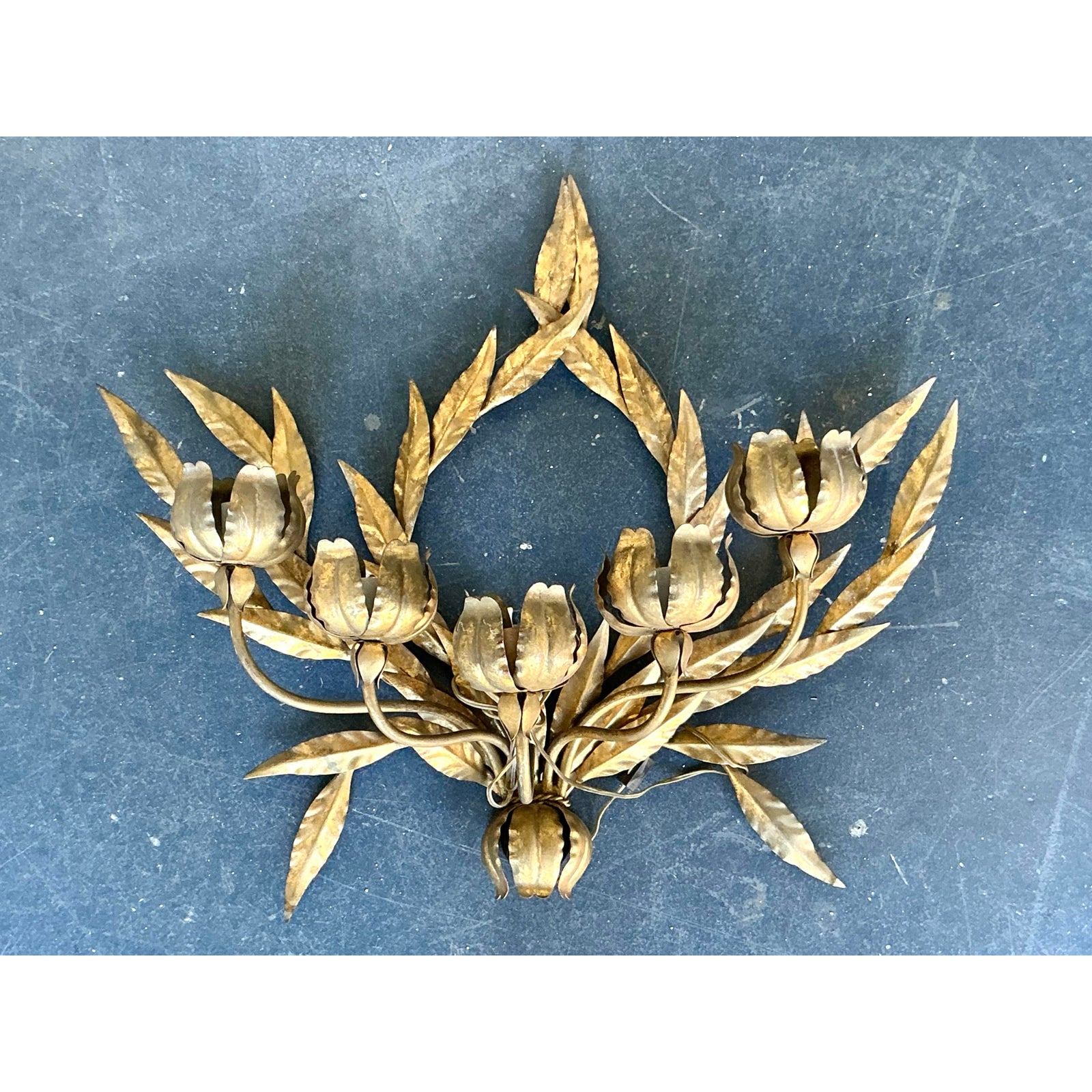 Vintage Regency Laurel Leaf Wall Sconce - Side view