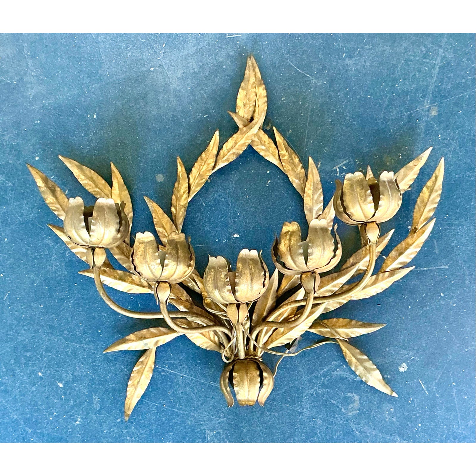 Vintage Regency Laurel Leaf Wall Sconce - Back view