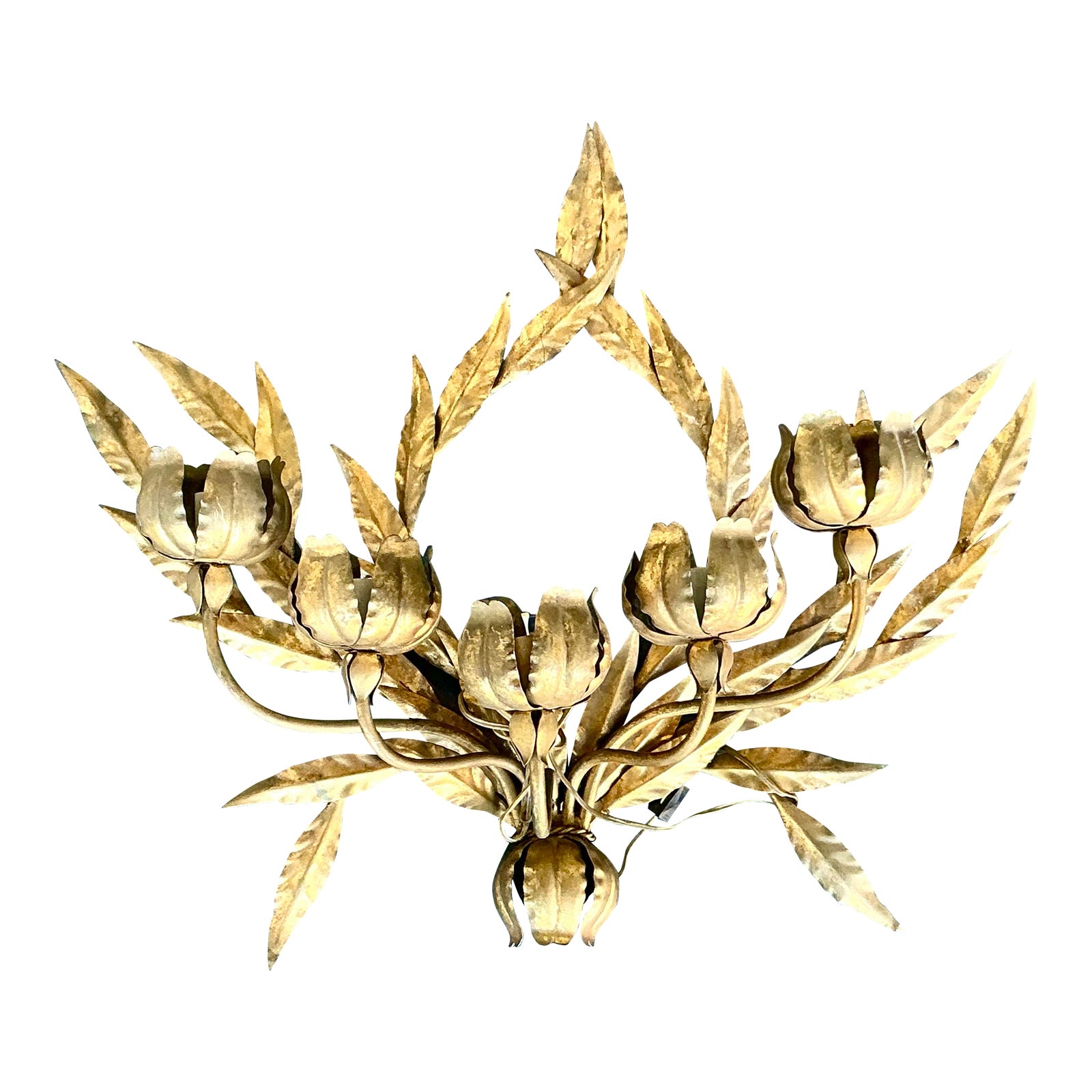 Vintage Regency Laurel Leaf Wall Sconce