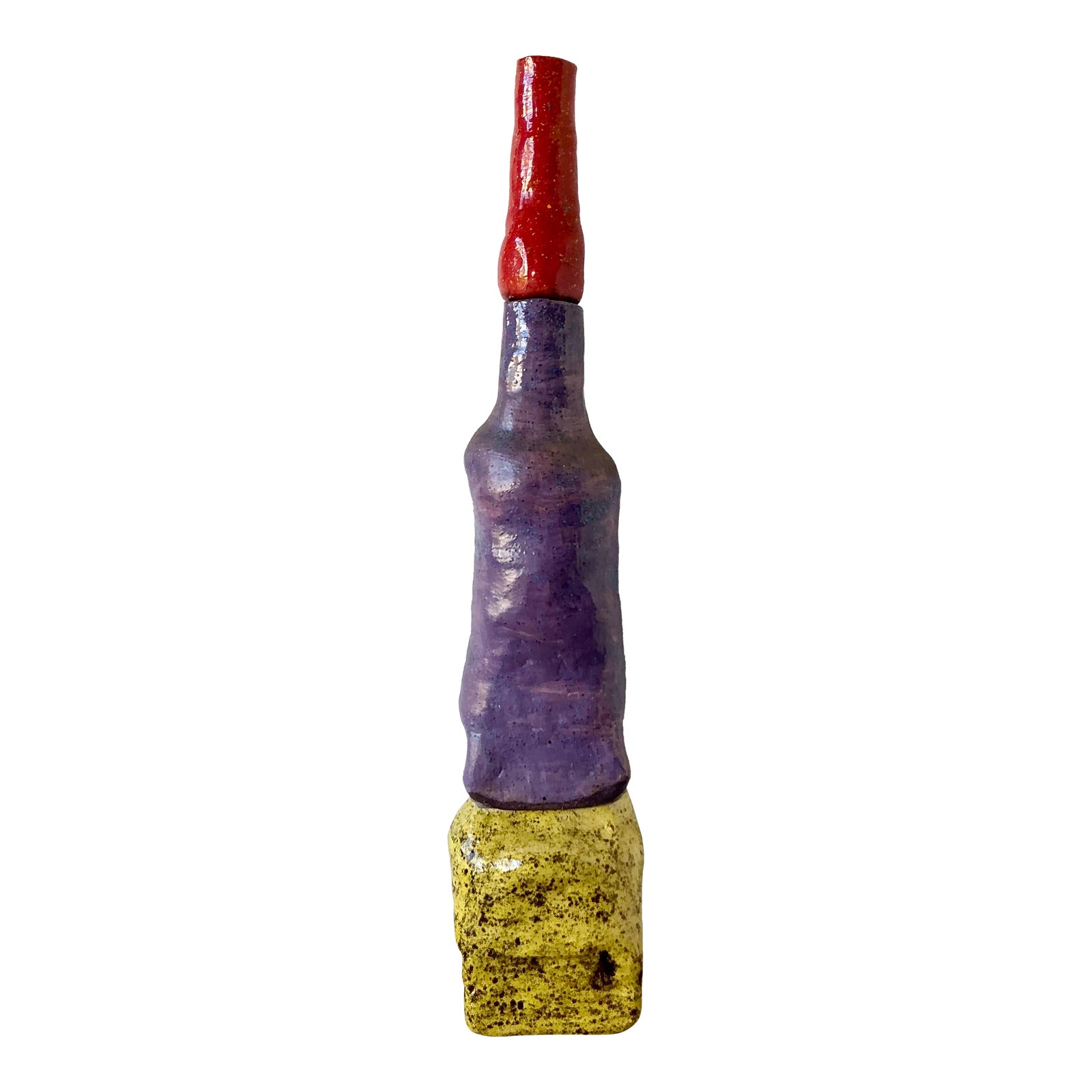 Vintage Boho Original Stacked Glazed Ceramic Totem Sculpture