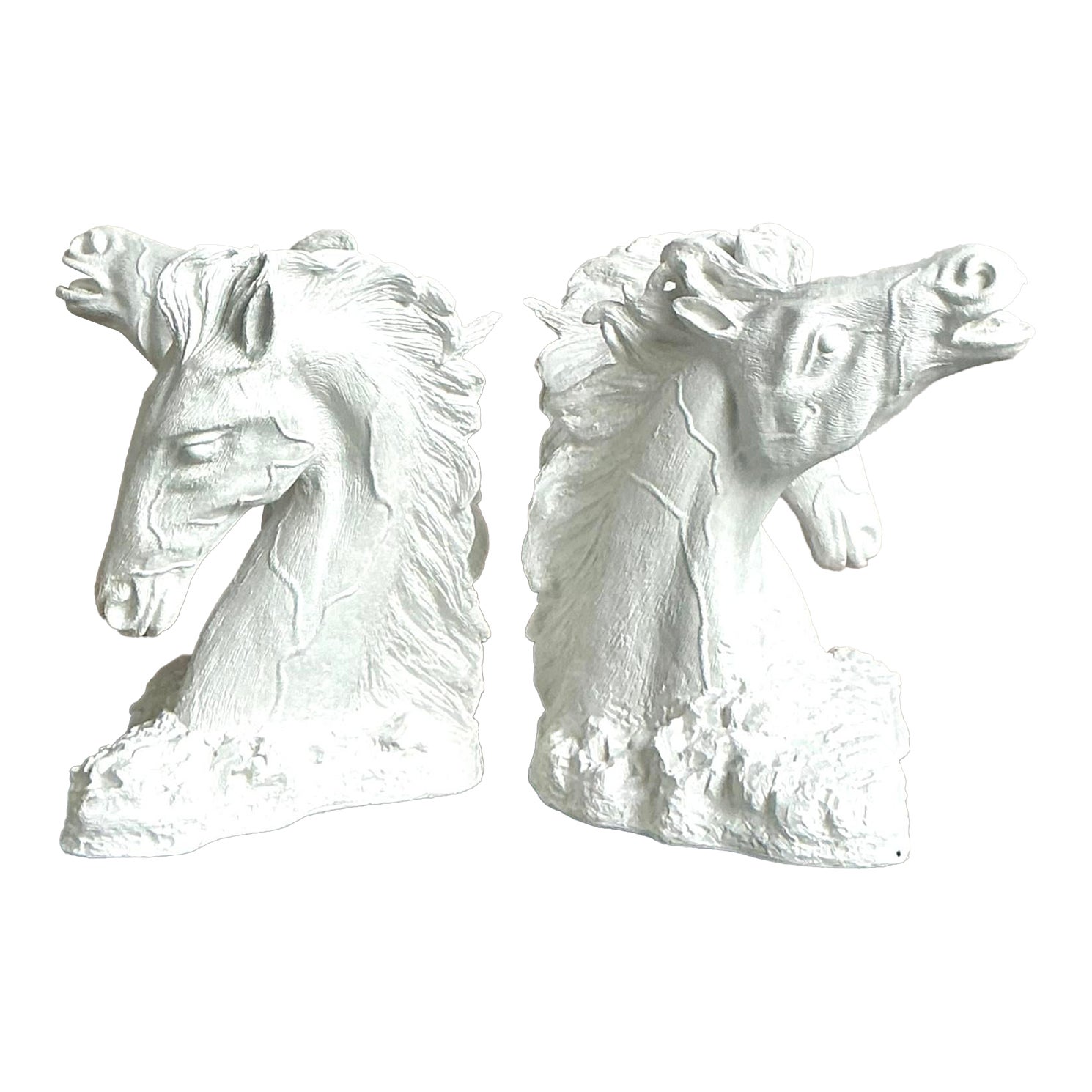 Vintage Boho Plaster Over Fiberglass Horse Dining Table Pedestals - A Pair