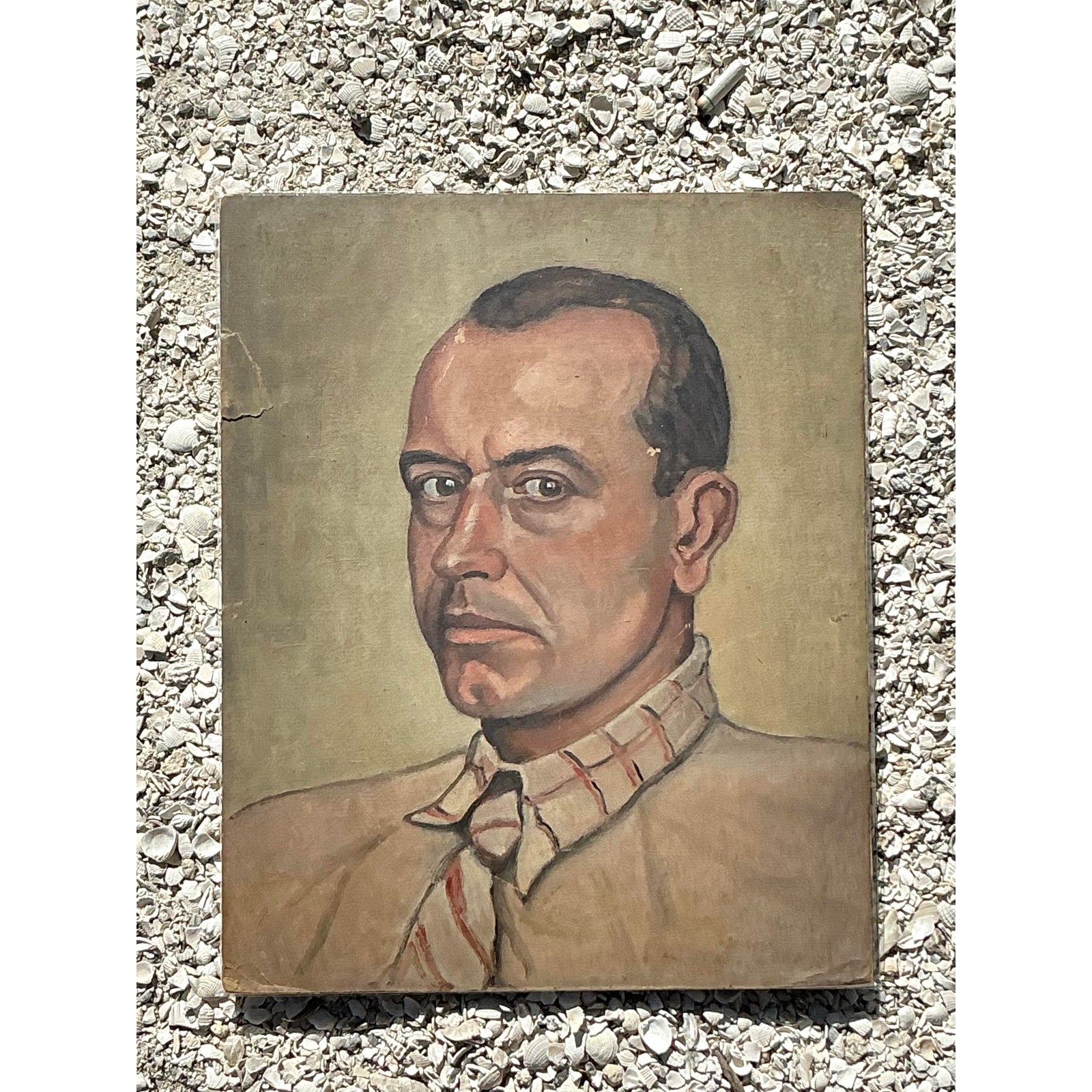Vintage Boho Original Oil Portrait on Paper - Back view