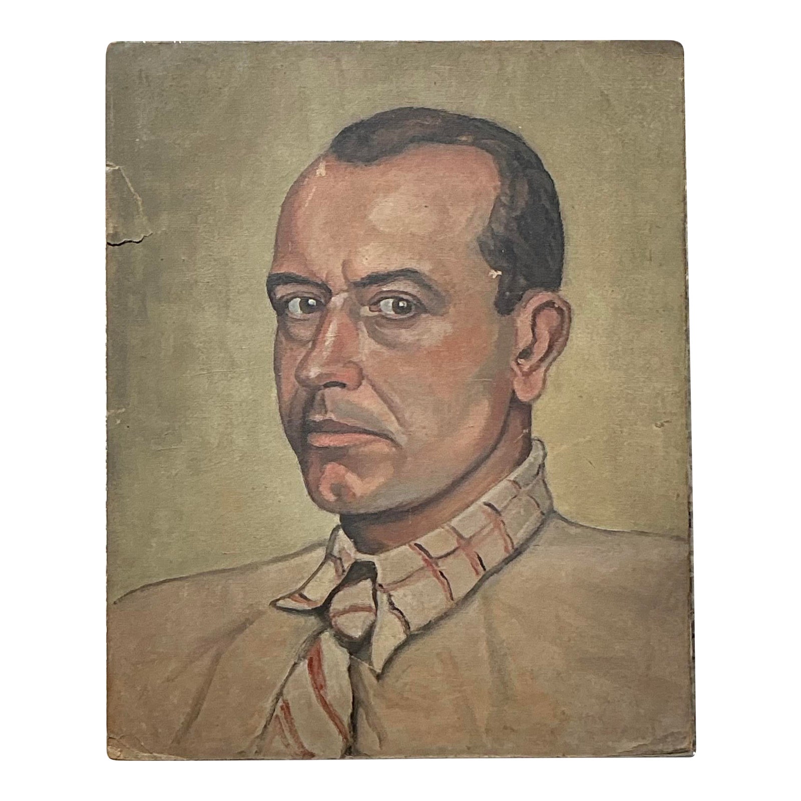 Vintage Boho Original Oil Portrait on Paper