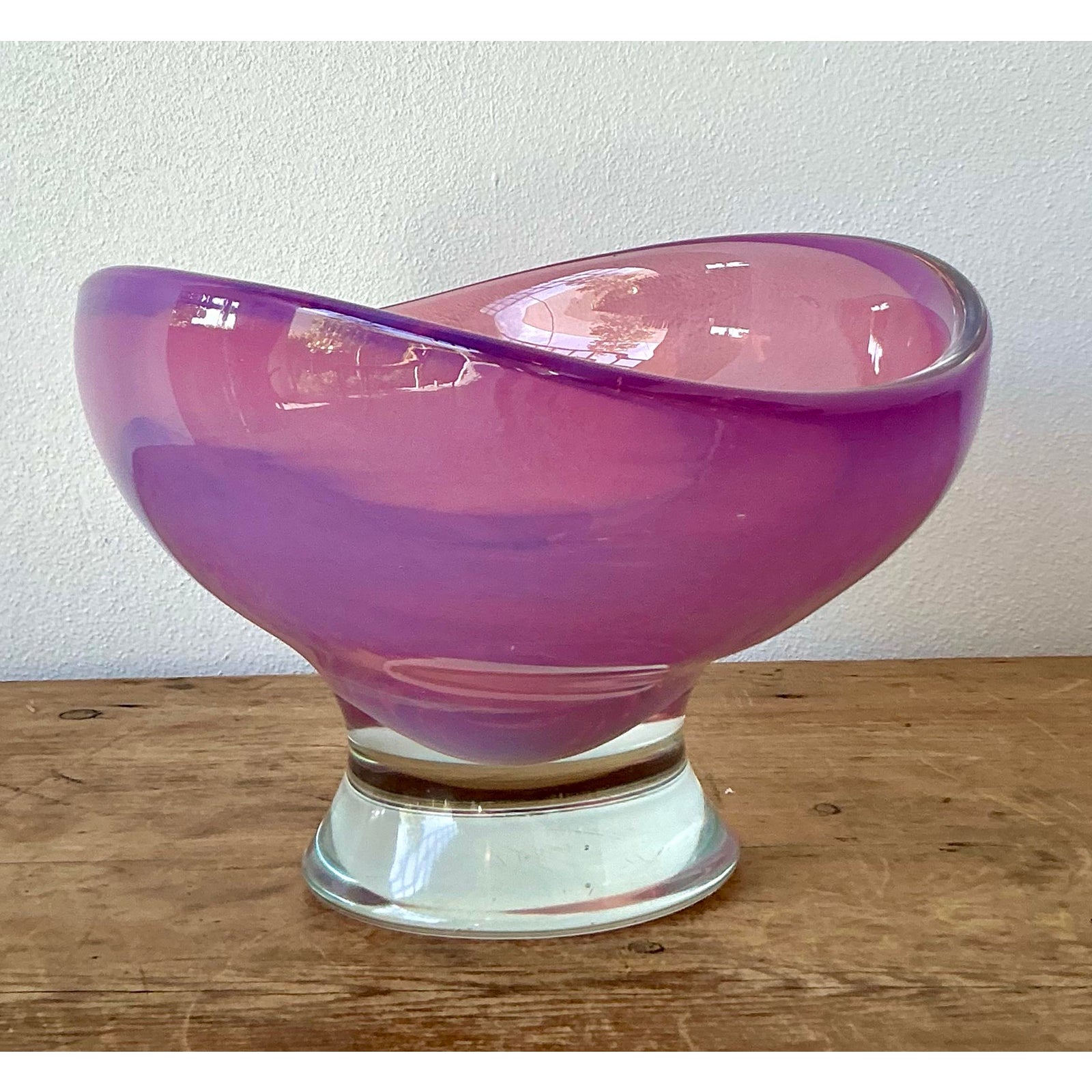 Vintage Boho Italian Art Glass Bowl After Murano - Detail view