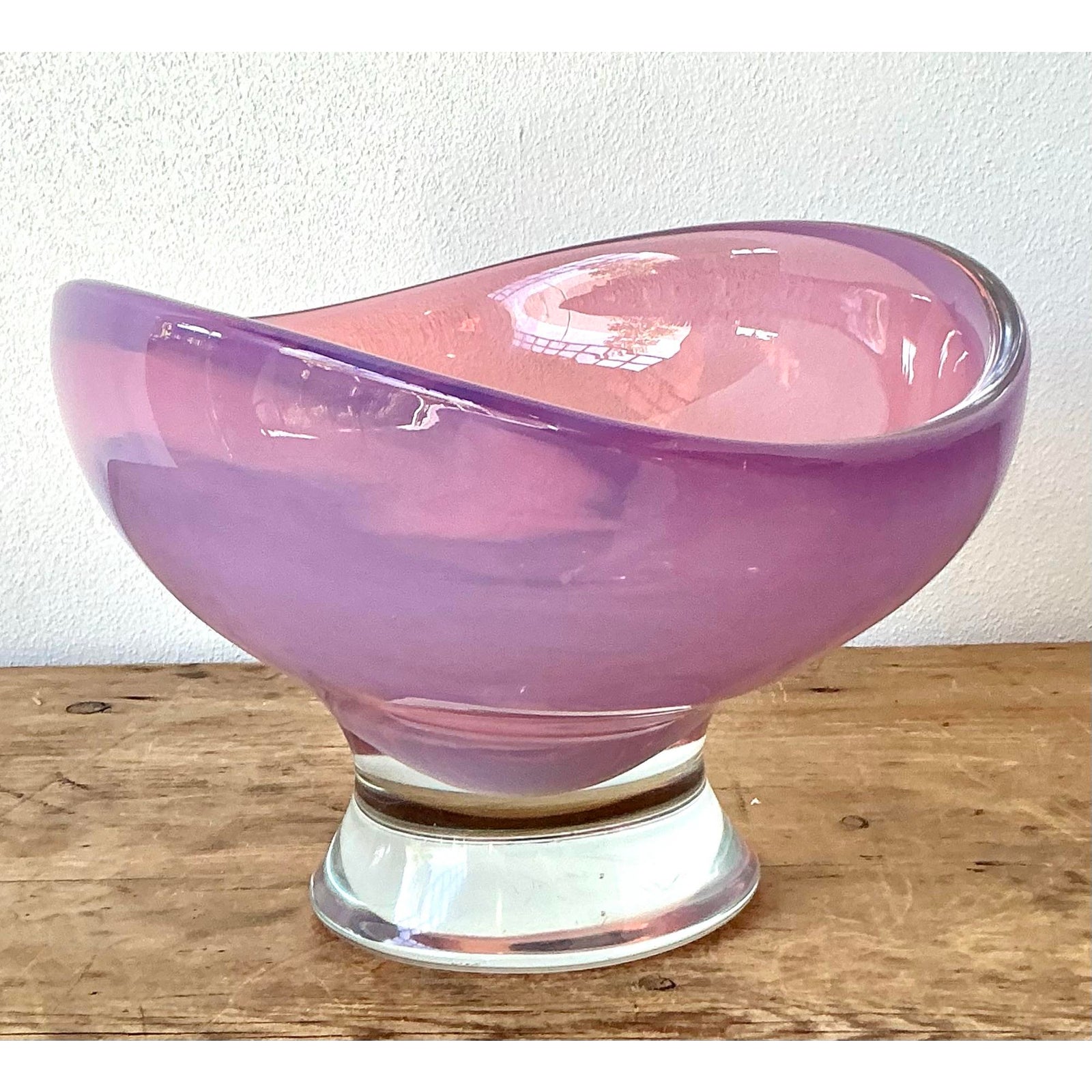 Vintage Boho Italian Art Glass Bowl After Murano - Side view