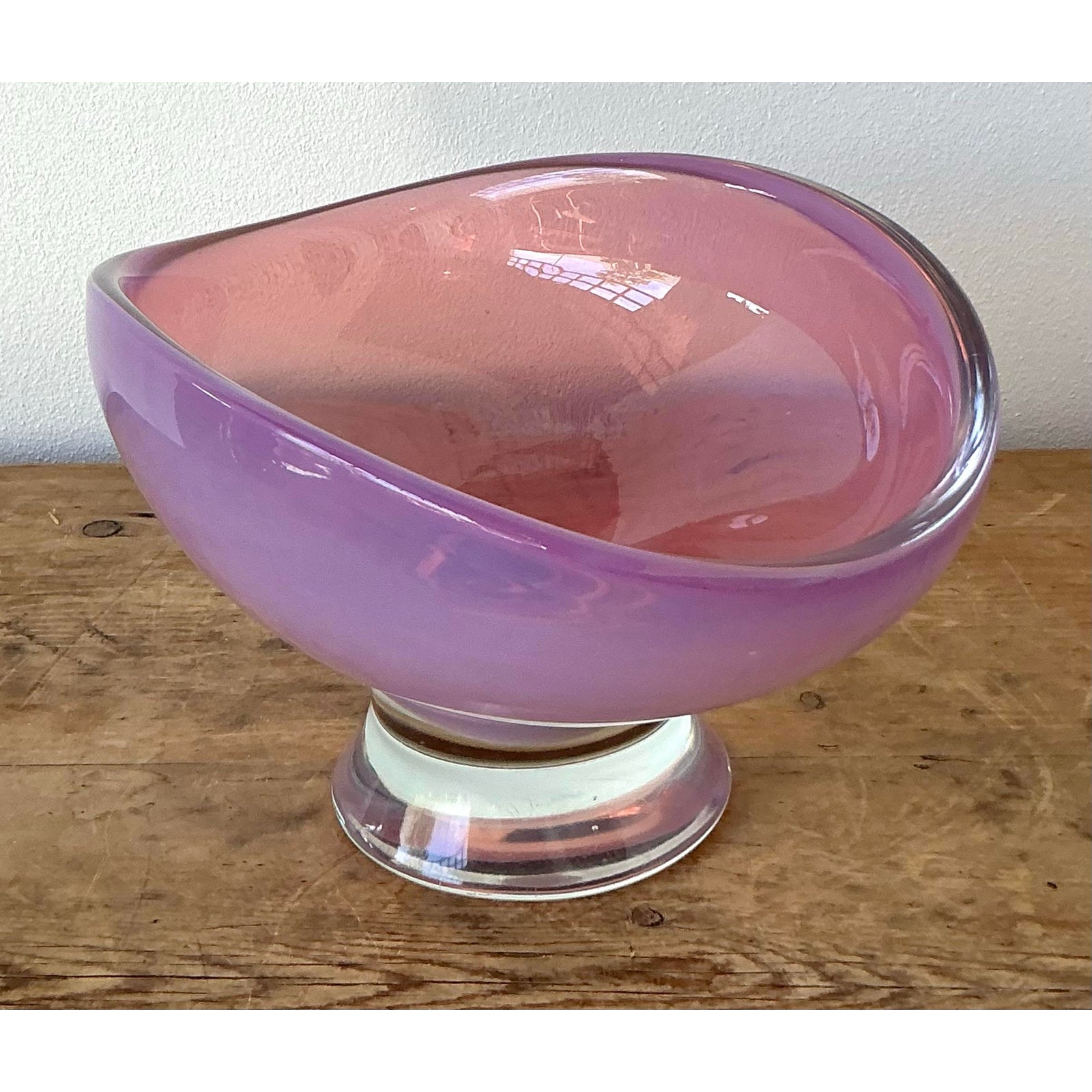 Vintage Boho Italian Art Glass Bowl After Murano - Back view