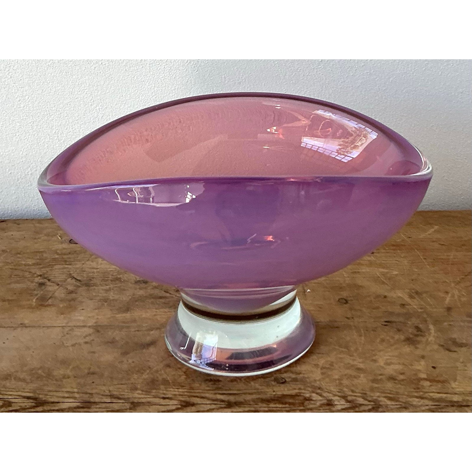 Vintage Boho Italian Art Glass Bowl After Murano - Top view
