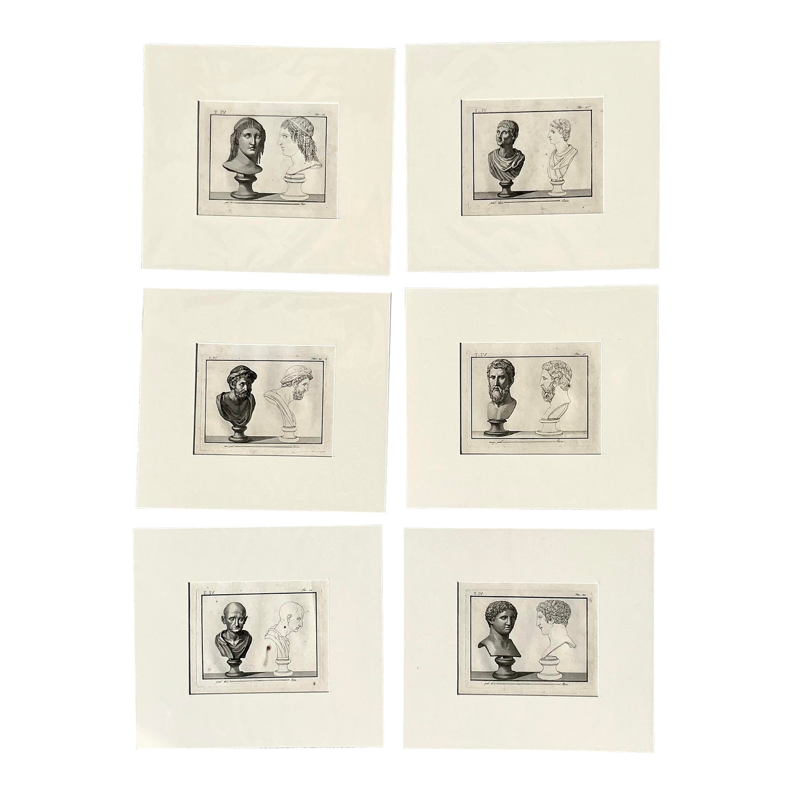 Vintage Boho Bust of Man Original Prints - Set of 6