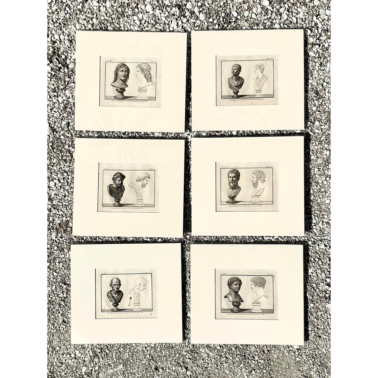 Vintage Boho Bust of Man Original Prints - Set of 6 - Detail view