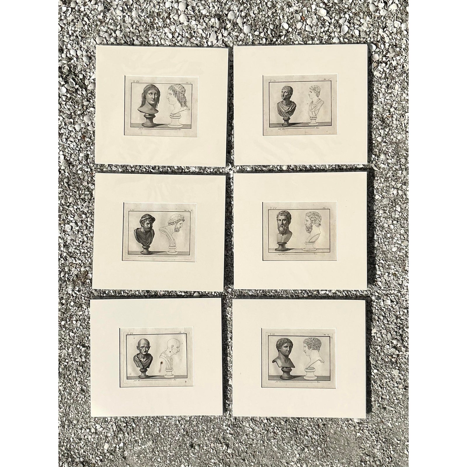 Vintage Boho Bust of Man Original Prints - Set of 6 - Side view