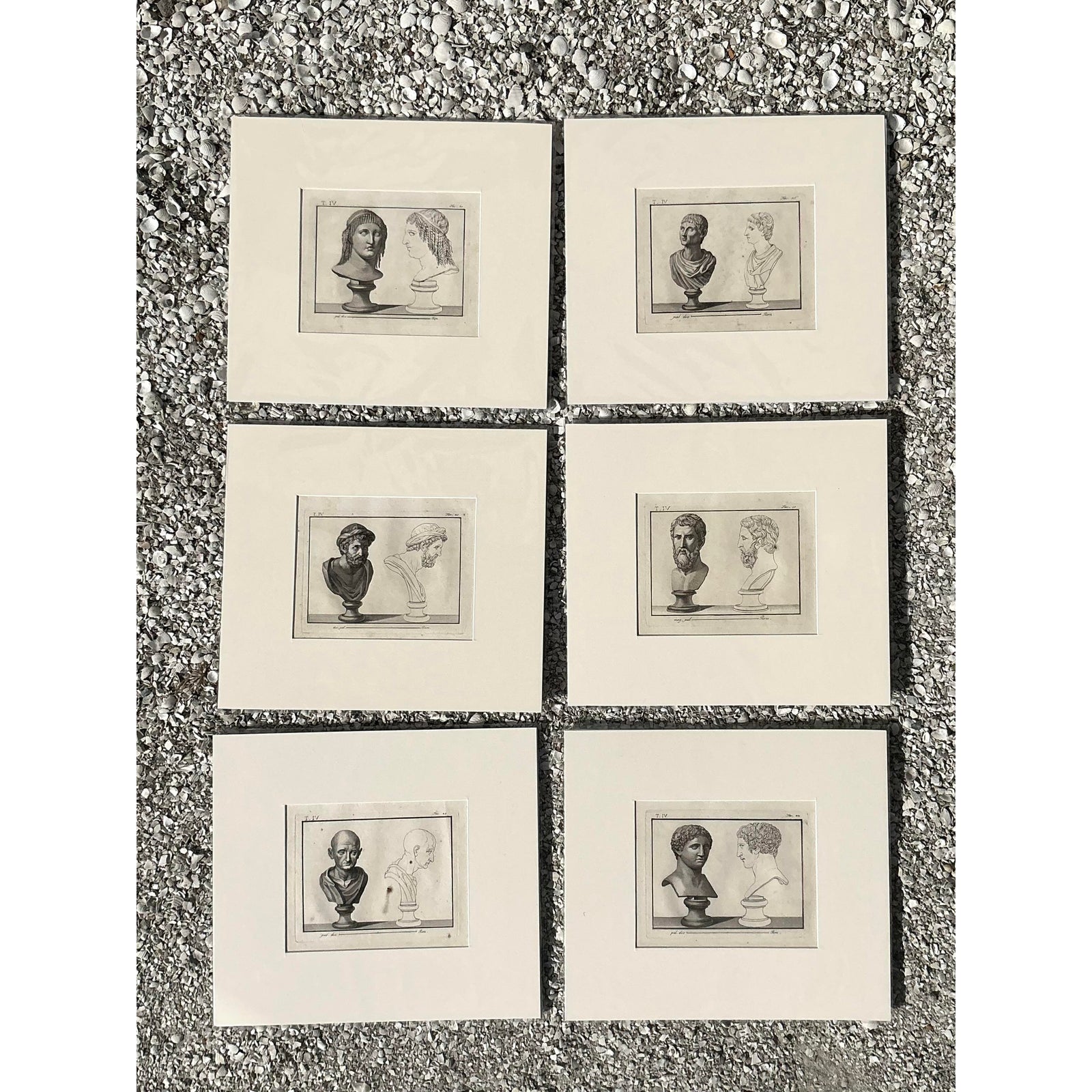 Vintage Boho Bust of Man Original Prints - Set of 6 - Back view