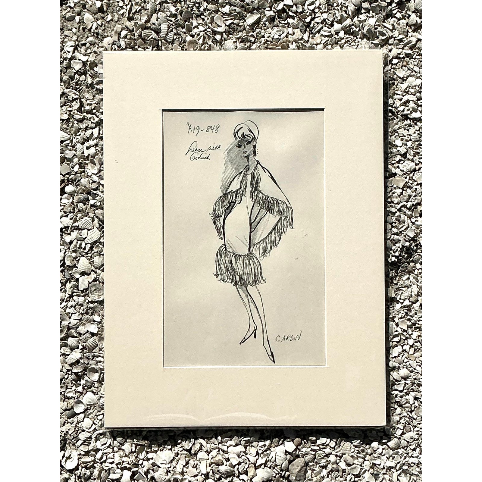 Vintage Boho 70s Original Cardin Sketch - Back view