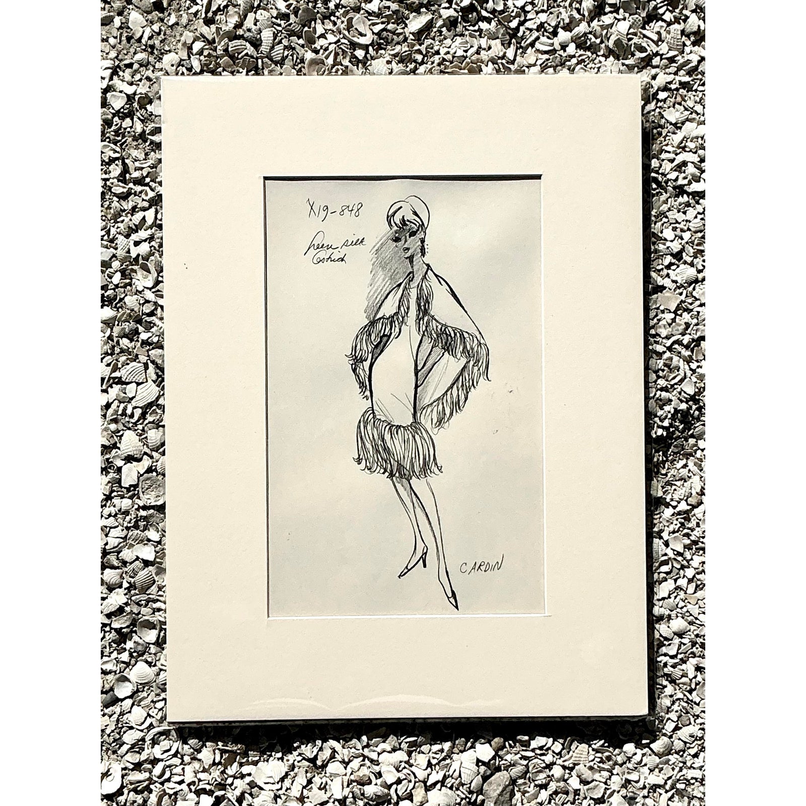 Vintage Boho 70s Original Cardin Sketch - Top view