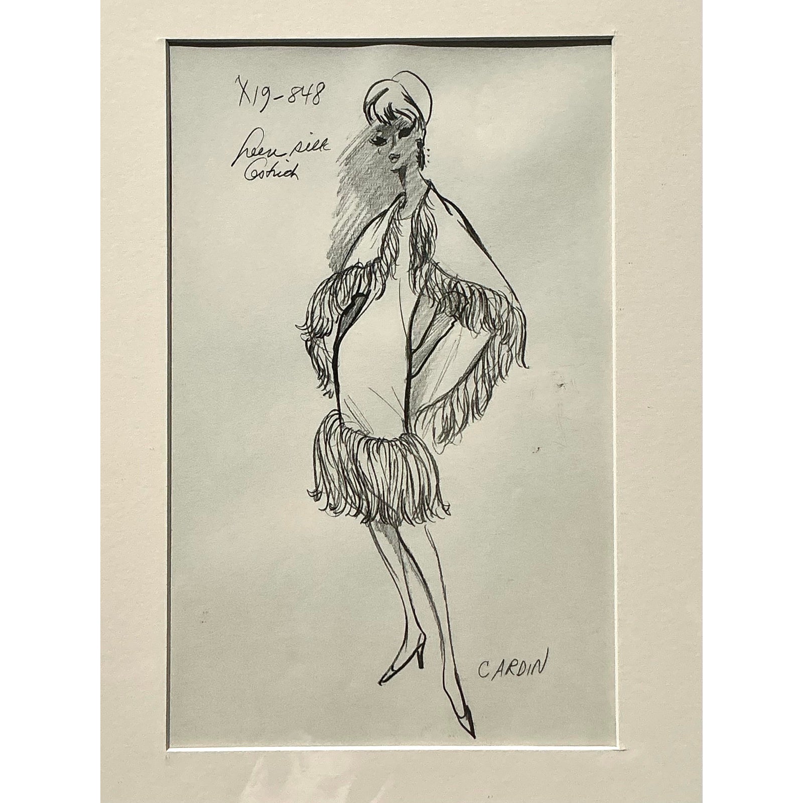 Vintage Boho 70s Original Cardin Sketch - Detail view