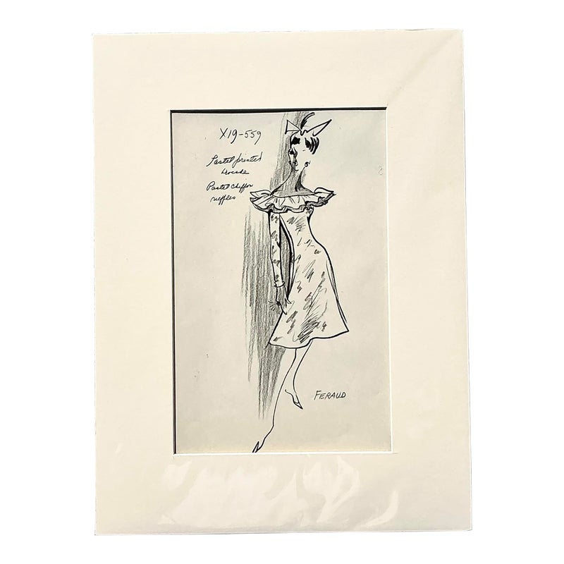 Vintage Boho 70s Original Louis Feraud Sketch