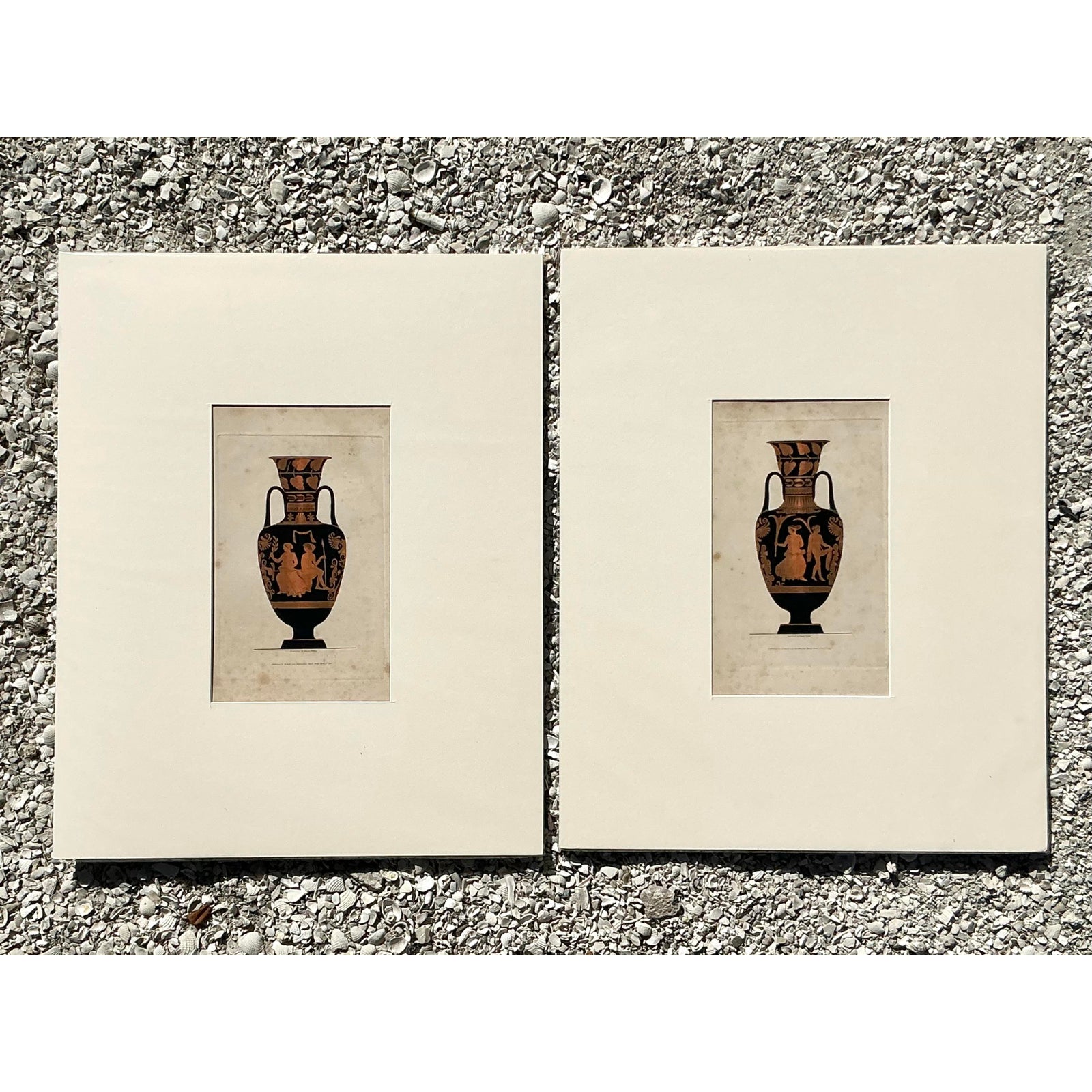 Vintage Boho Greek Urn Original Prints - Set of 2 - Side view