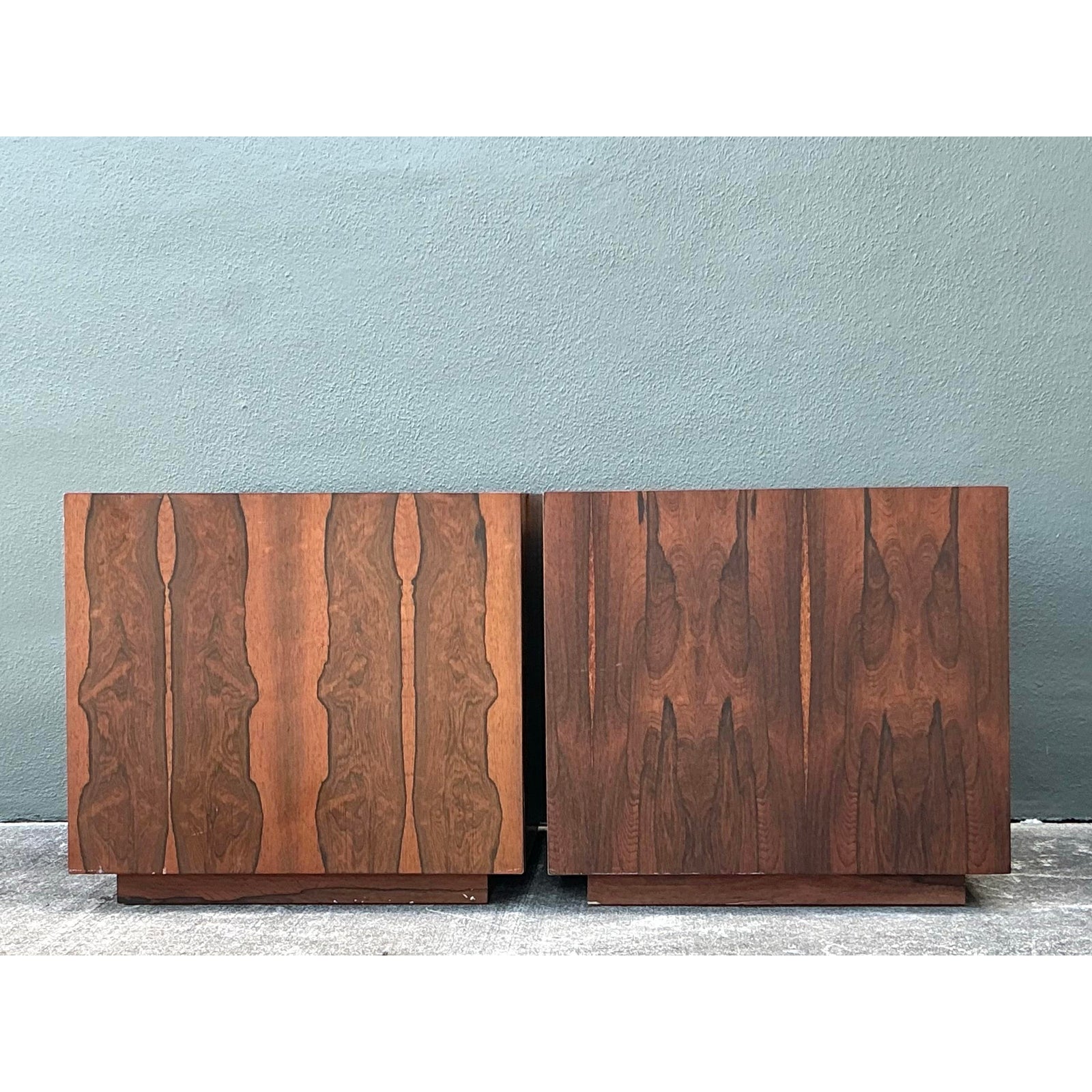 Vintage MCM Cube Side Tables - Set of 2 - Side view