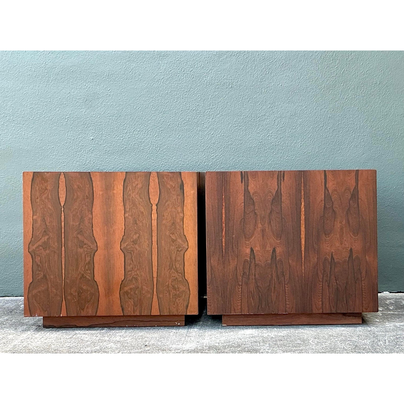 Vintage MCM Cube Side Tables - Set of 2 - Back view