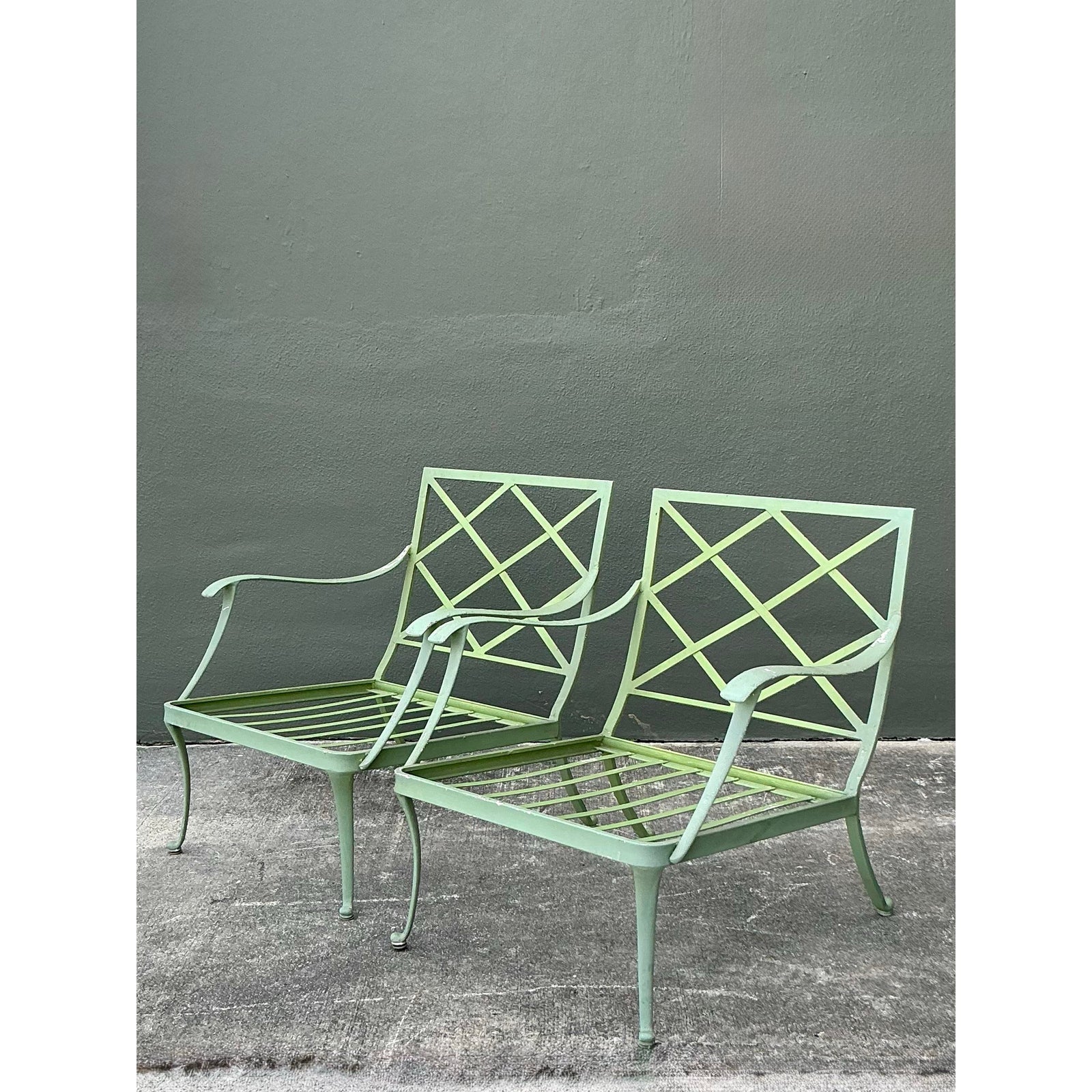Vintage Regency Brown Jordan “Florentine” Cast Aluminum Lounge Chairs - A Pair - Side view