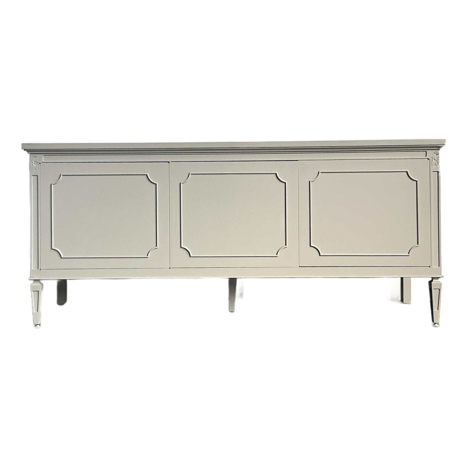 Vintage Regency Notched Millwork Marble Top Credenza