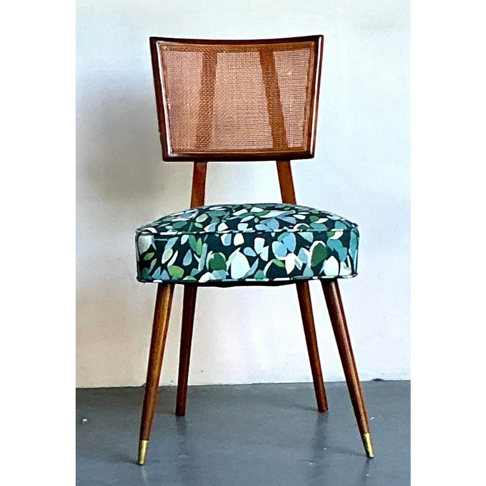 Vintage Boho MCM Cane Dining Chair - Top view