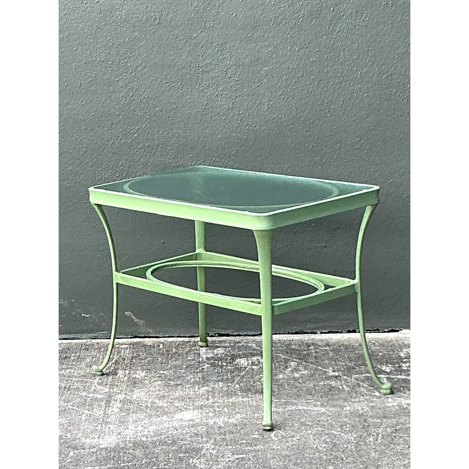 Vintage Boho Brown Jordan “Florentine” Side Table - Detail view